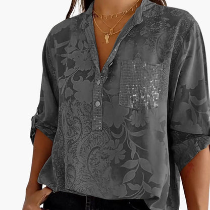 Women's Short Sleeve Button-Down Blouse