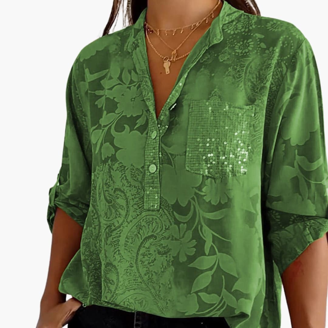 Women's Short Sleeve Button-Down Blouse