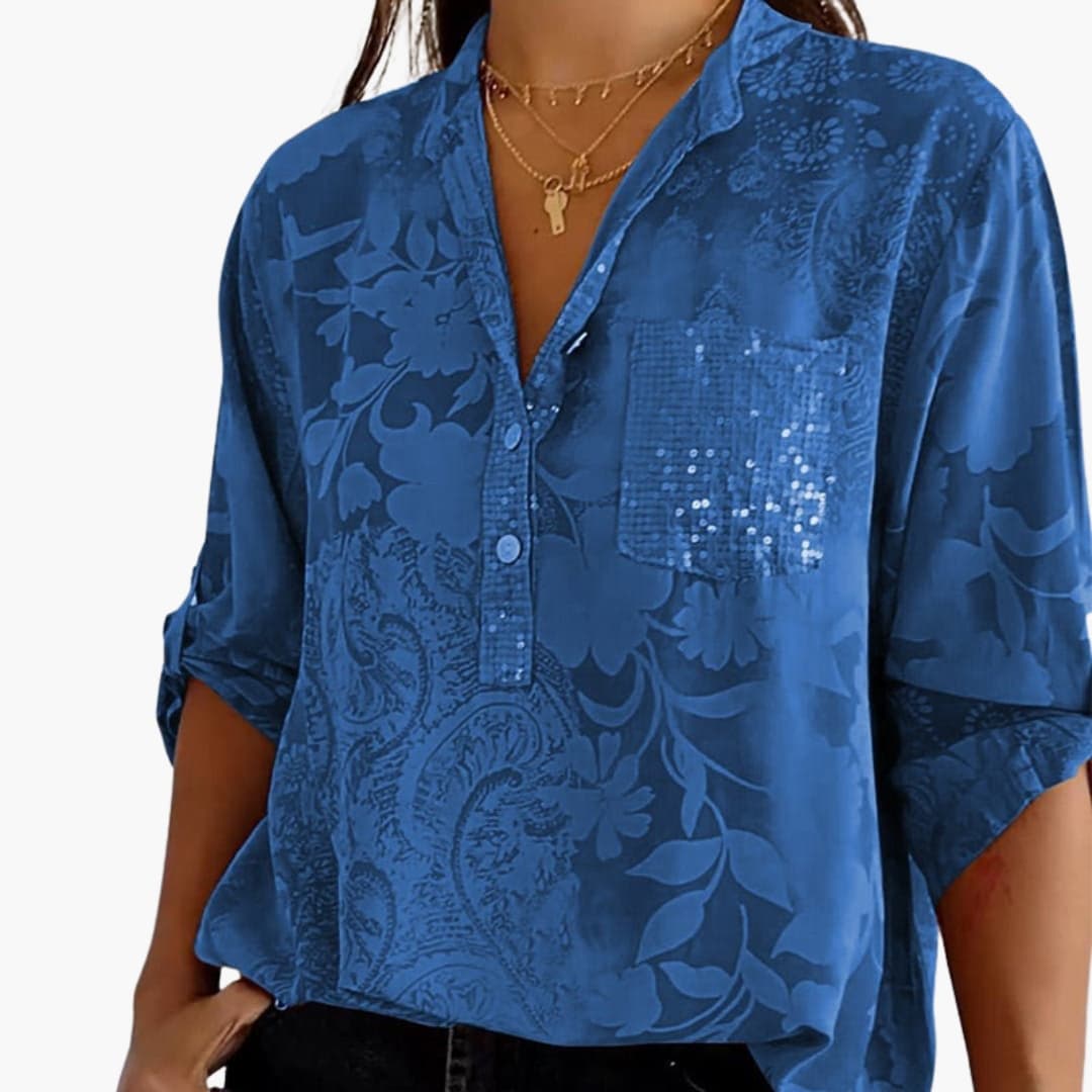 Women's Short Sleeve Button-Down Blouse