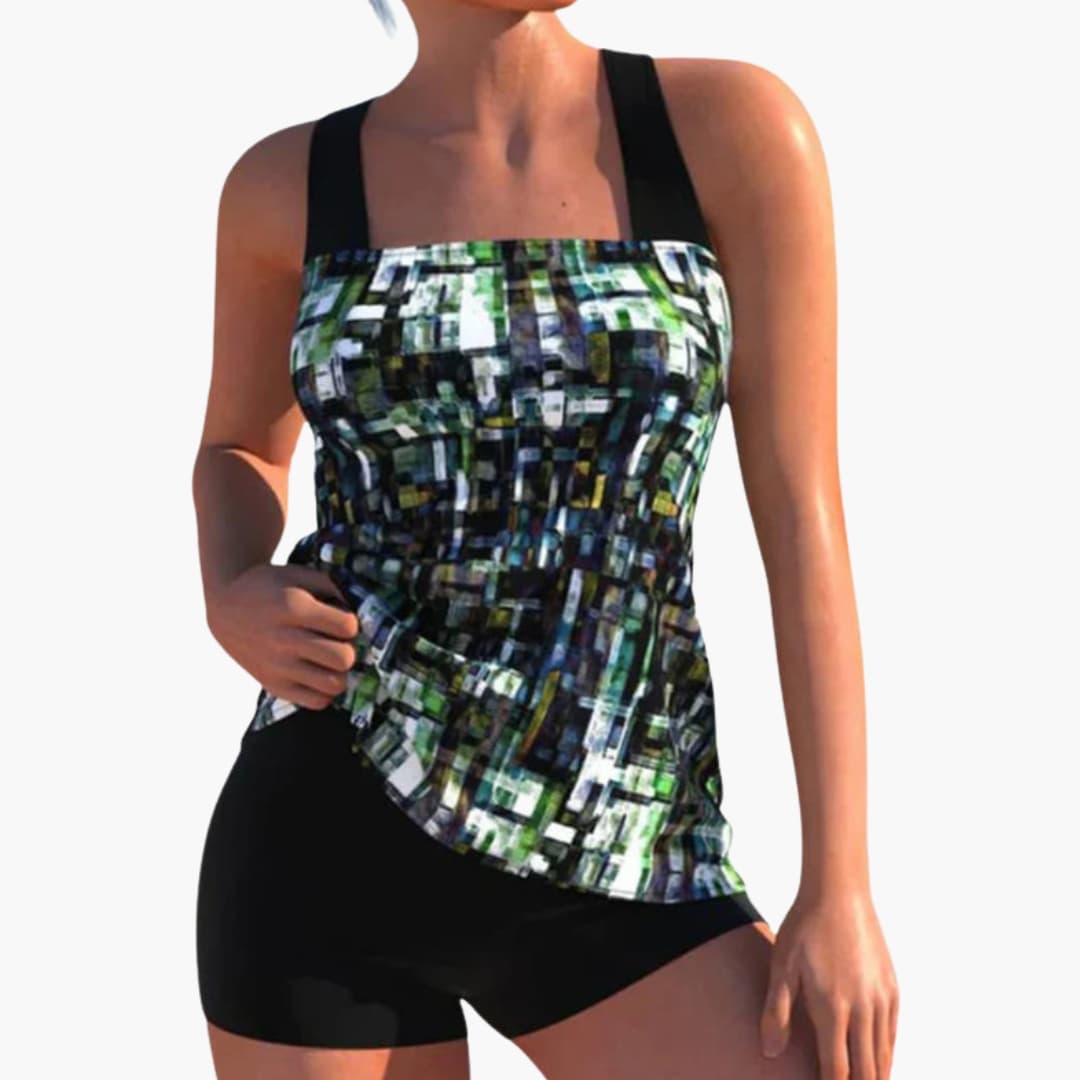 Women's Tankini Swimsuit Printed and Shorts - Fashinoza