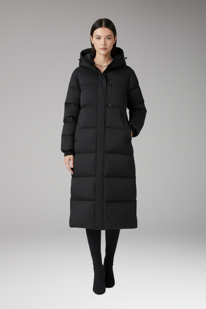 Women's Quilted Puffer Coat Hooded Long