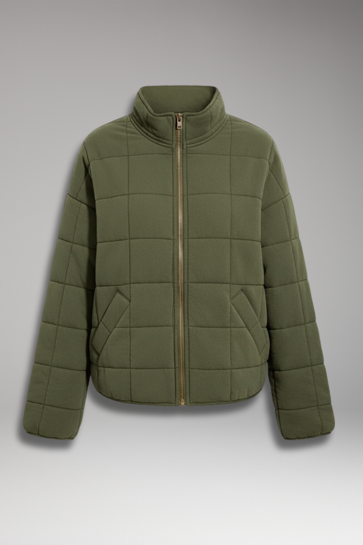 Women's Quilted Jacket Zip High Collar - 
Fashinoza