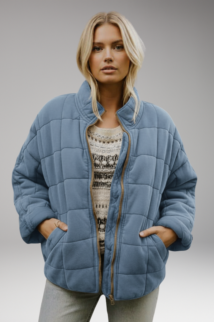 Women's Quilted Jacket Zip High Collar