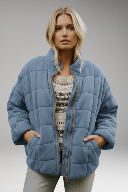 Women's Quilted Jacket Zip High Collar