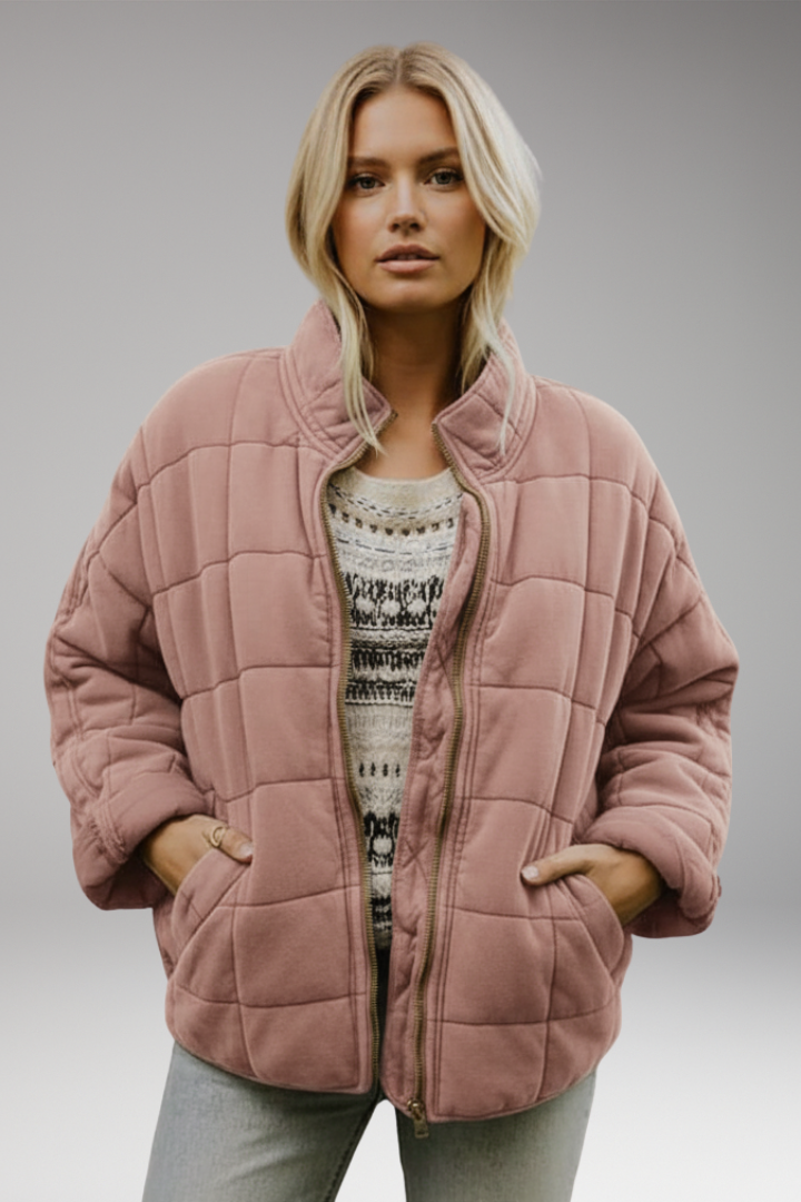 Women's Quilted Jacket Zip High Collar
