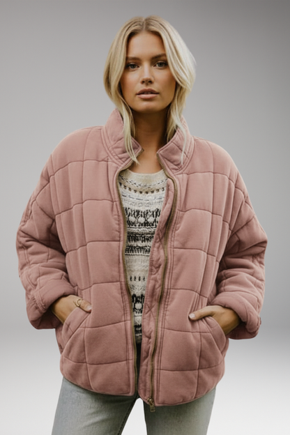 Women's Quilted Jacket Zip High Collar