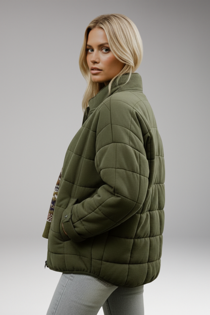 Women's Quilted Jacket Zip High Collar