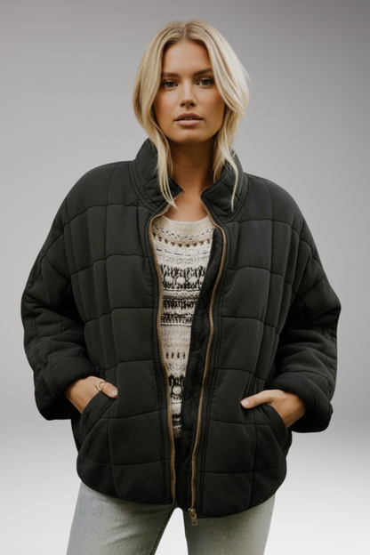 Women's Quilted Jacket Zip High Collar