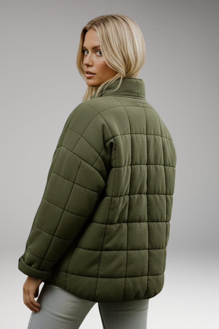 Women's Quilted Jacket Zip High Collar