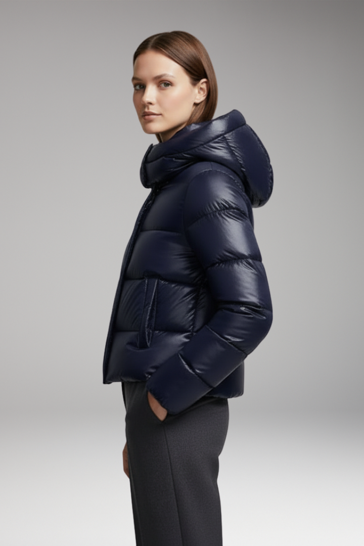 Women's Quilted Hooded Jacket With Pockets