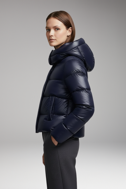 Women's Quilted Hooded Jacket With Pockets