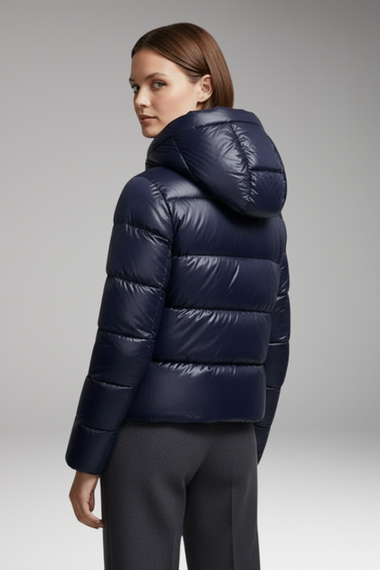 Women's Quilted Hooded Jacket With Pockets