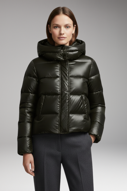 Women's Quilted Hooded Jacket With Pockets