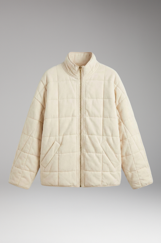 Women's Quilted Jacket Full-Length Zipper - 
Fashinoza