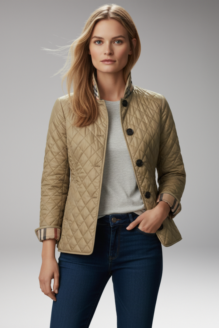 Women's Quilted Jacket Button Closure