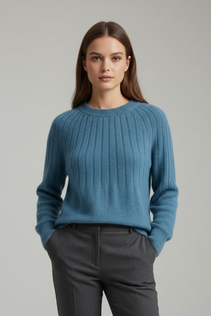 Women's Round Neck Ribbed Sweater