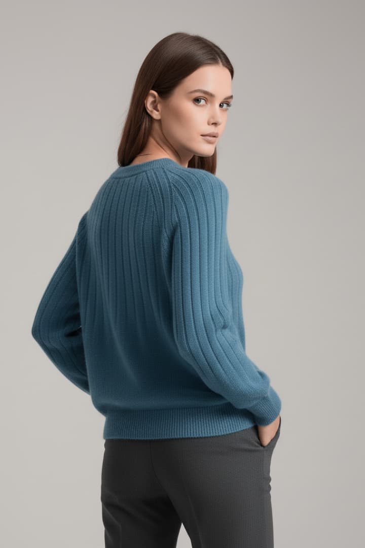 Women's Round Neck Ribbed Sweater
