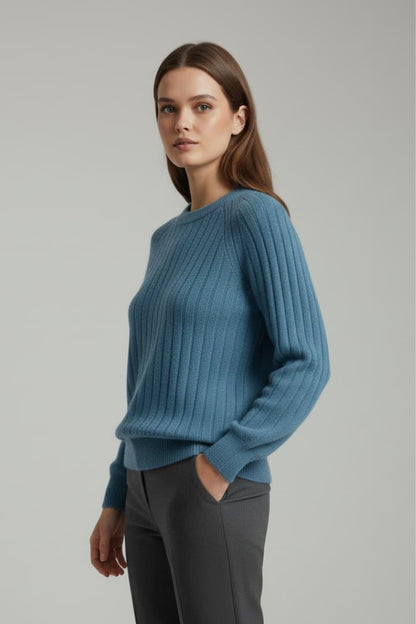 Women's Round Neck Ribbed Sweater