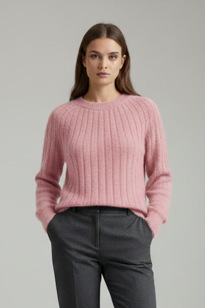 Women's Round Neck Ribbed Sweater
