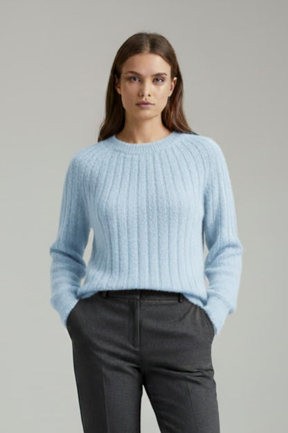 Women's Round Neck Ribbed Sweater