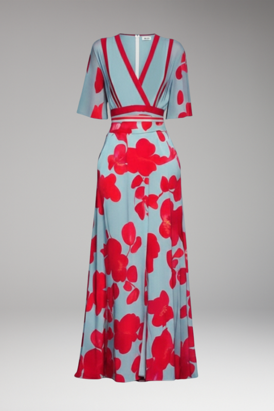Women's Elegant Maxi Dress Waist Detail - 
Fashinoza