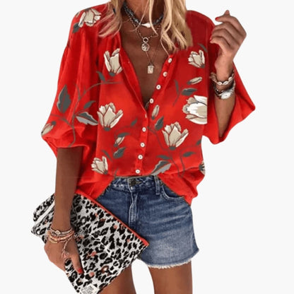 Women's Short Sleeve Woven Blouse
