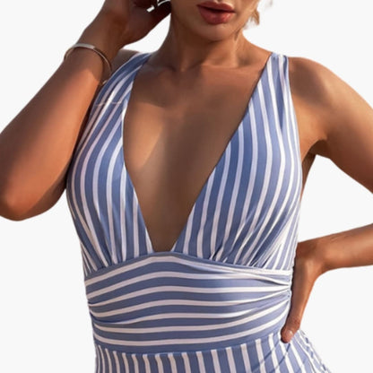 Women's Ruched Swimsuit Scoop Neck Wide Straps One Piece