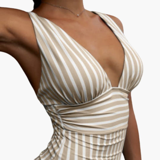 Women's Ruched Swimsuit Scoop Neck Wide Straps One Piece - Fashinoza
