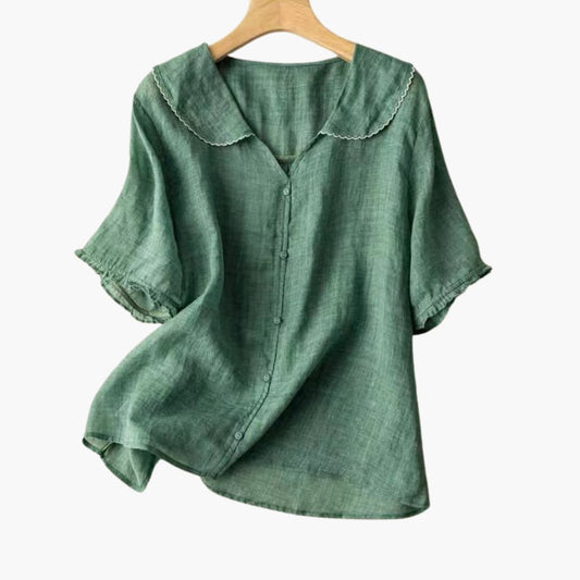 Women's V-Neck Button Down Shirt - Fashinoza