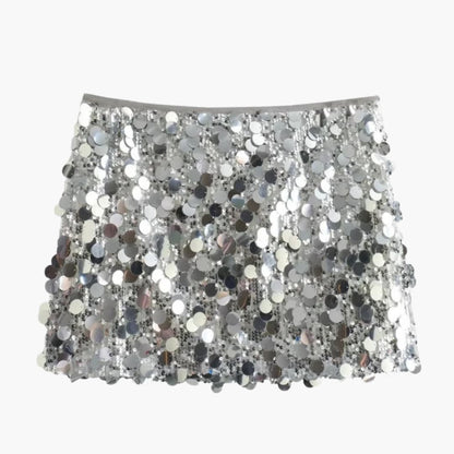 Women's Sequin Mini Skirt Straight Hem - Fashinoza