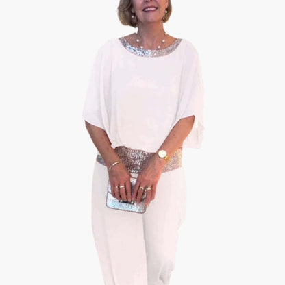Women's Sequin V-Neck Jumpsuit Sleeveless Back Zipper