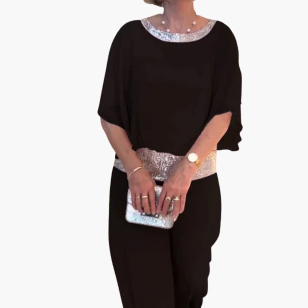 Women's Sequin V-Neck Jumpsuit Sleeveless Back Zipper