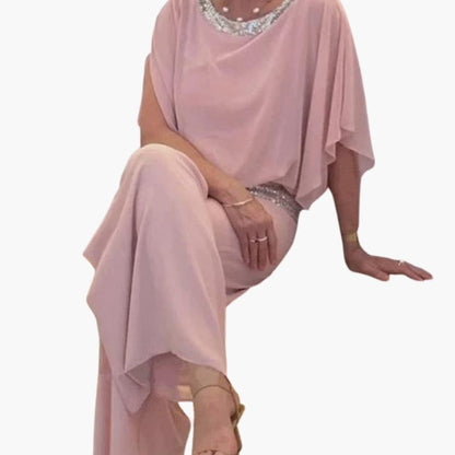 Women's Sequin V-Neck Jumpsuit Sleeveless Back Zipper - Fashinoza