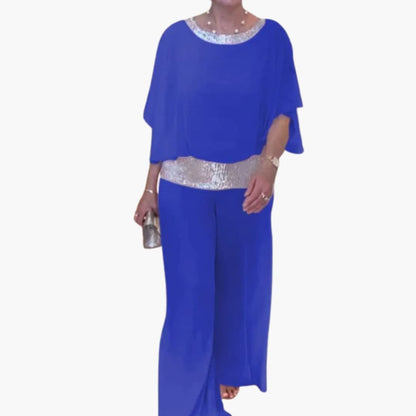 Women's Sequin V-Neck Jumpsuit Sleeveless Back Zipper