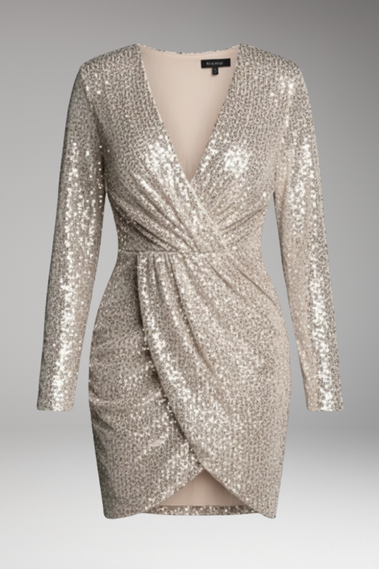 Women's Sequin Dress Adjustable Waist Shimmering - 
Fashinoza