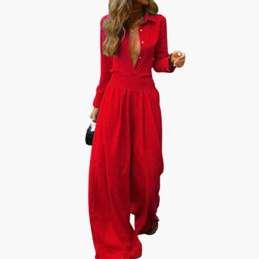 Women's Jumpsuit Elastic Waist Wide Leg - Fashinoza