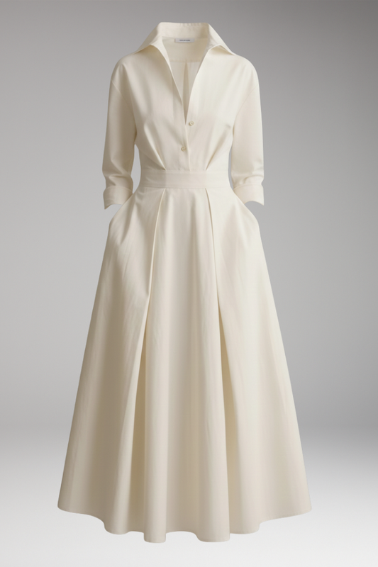 Women's Button Front Shirt Dress Defined Waist - 
Fashinoza
