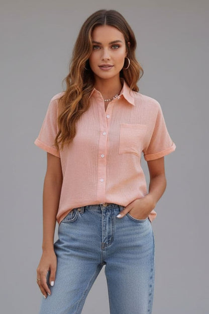 Women's Button Front Blouse with Pocket