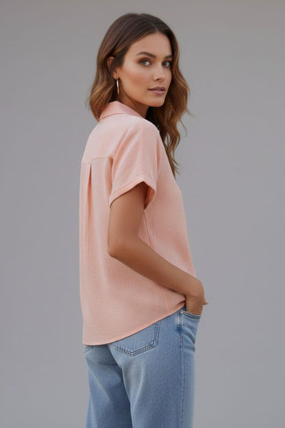 Women's Button Front Blouse with Pocket