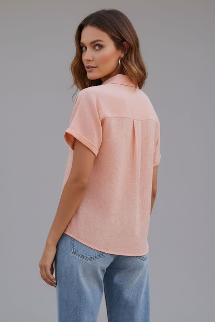 Women's Button Front Blouse with Pocket
