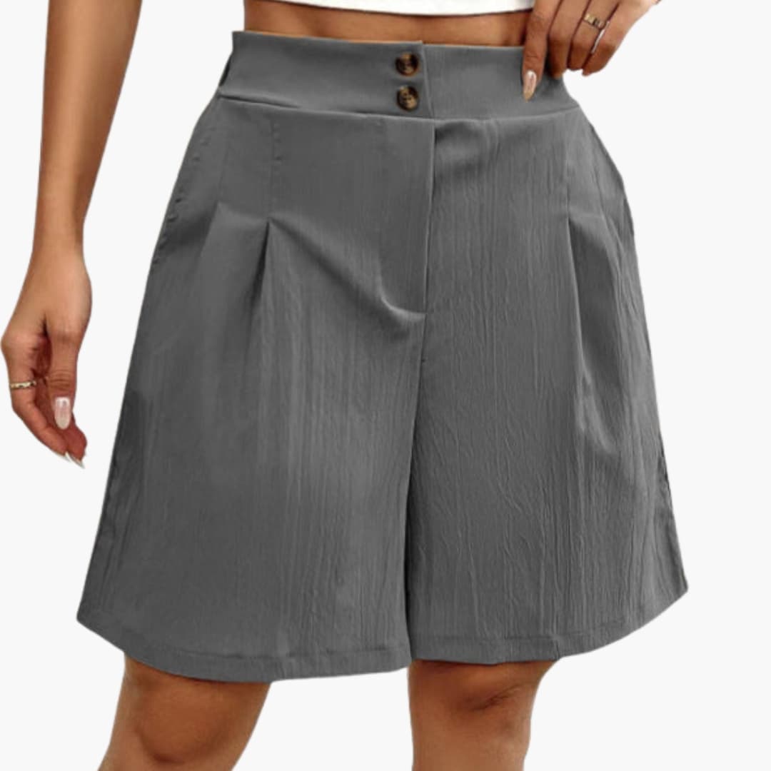 Women's Loose Fit Button Shorts - Fashinoza