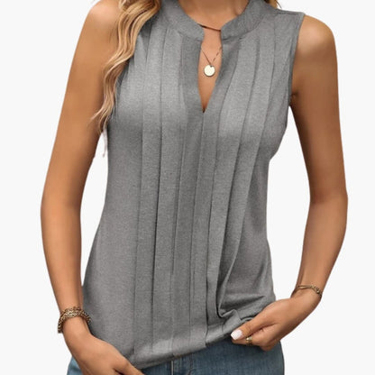 Women's V-Neck Pleated Blouse
