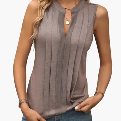 Women's V-Neck Pleated Blouse
