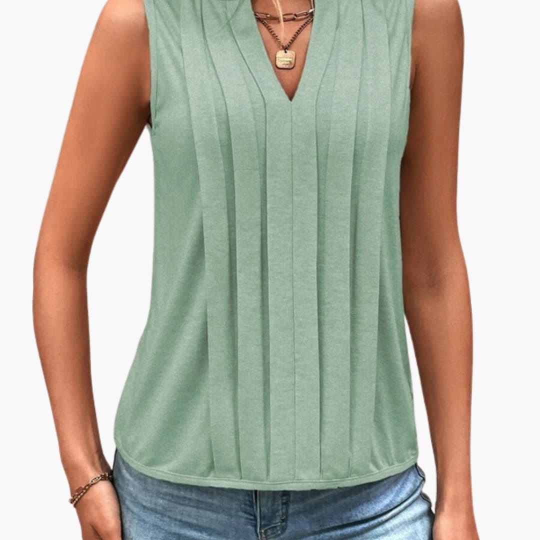 Women's V-Neck Pleated Blouse