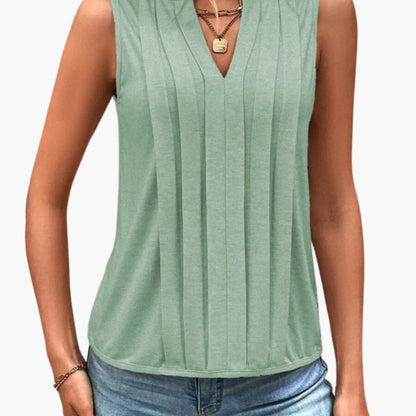 Women's V-Neck Pleated Blouse