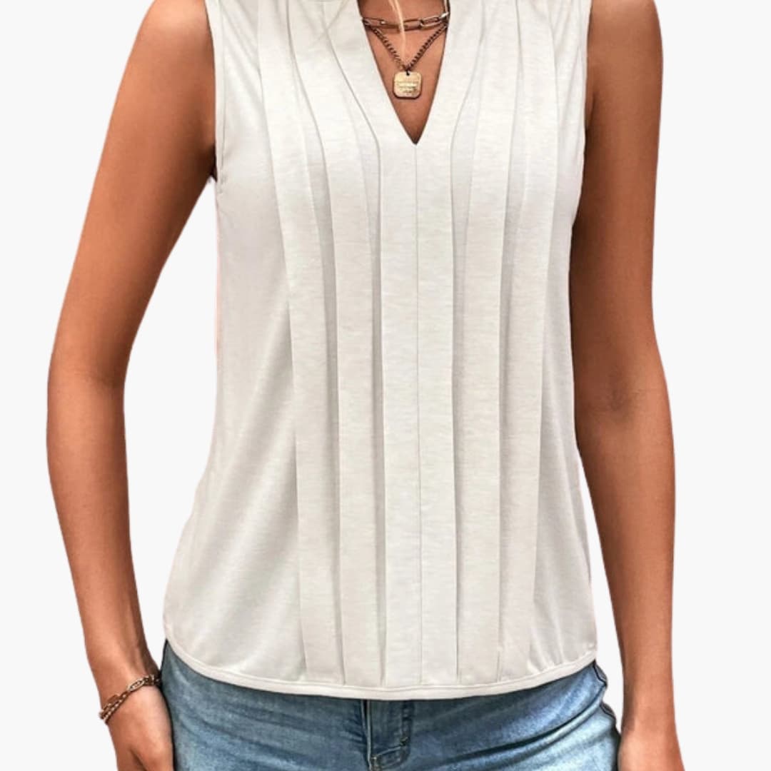 Women's V-Neck Pleated Blouse - Fashinoza