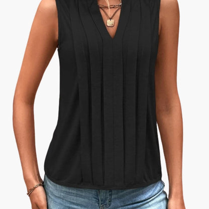 Women's V-Neck Pleated Blouse