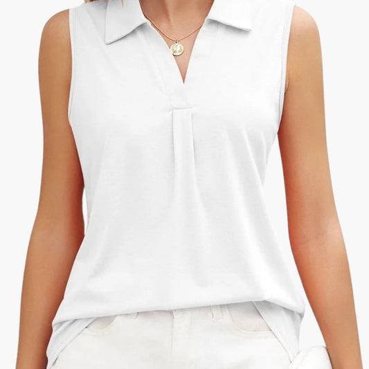 Women's Sleeveless Collared Blouse Woven Summer - Fashinoza