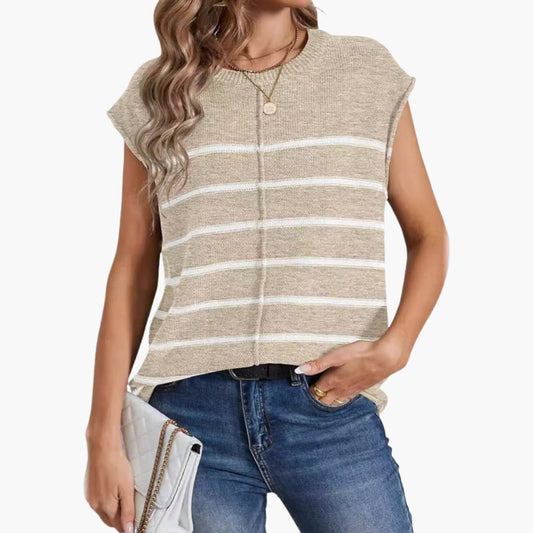 Women's Sleeveless Striped Knit - Fashinoza