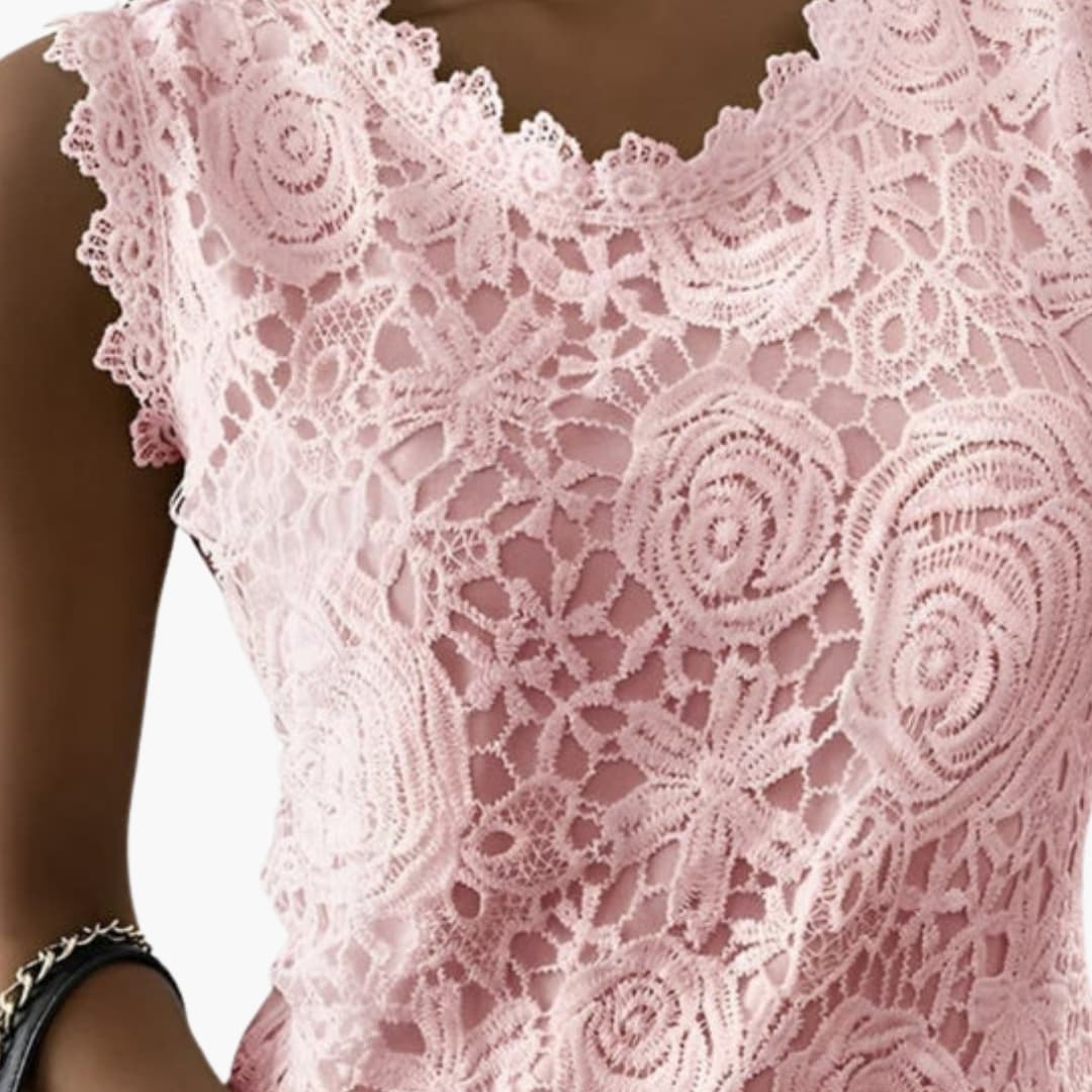 Women's Lace Blouse Mandarin Collar Floral Embroidery